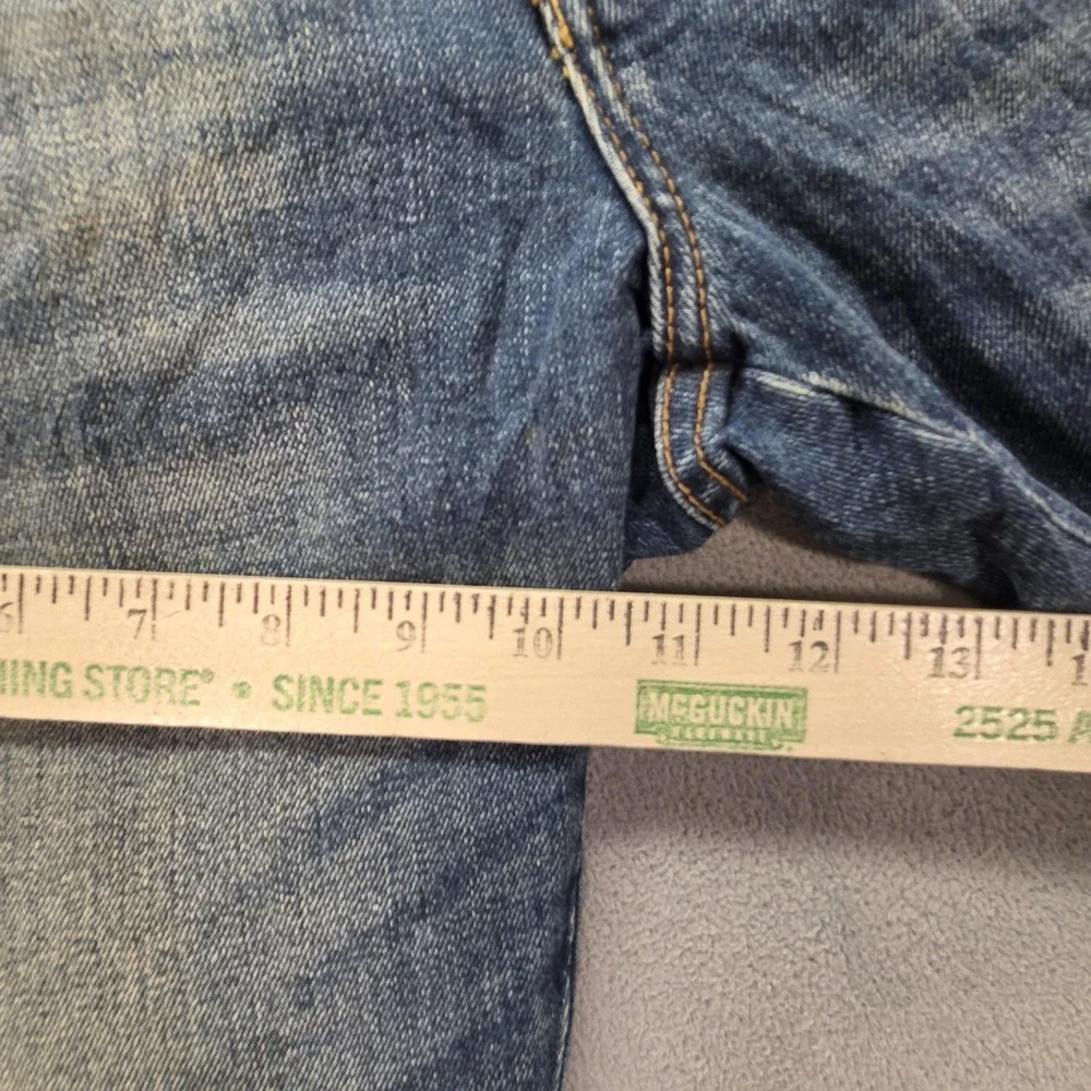 Selvedge Jeans Mens Medium Wash Blue Slim Tapered Whiskers Faded‎ Fits 30x27